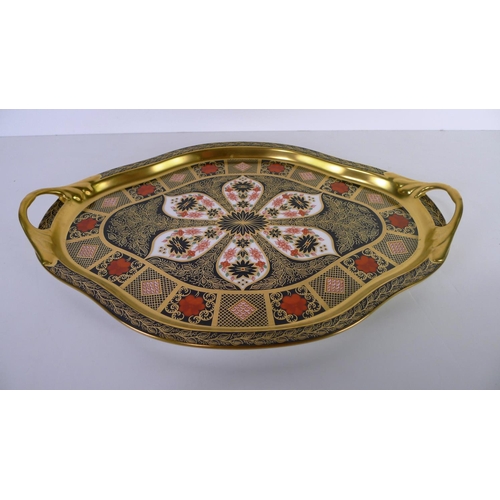 437 - A Royal Crown Derby old Imari 1128 two handled Hartington tray, 40cm long, with box