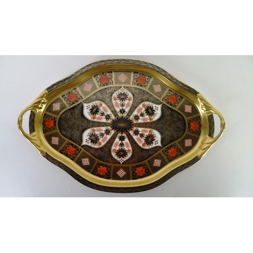 437 - A Royal Crown Derby old Imari 1128 two handled Hartington tray, 40cm long, with box