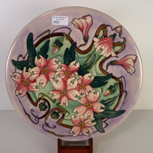 460 - A modern Moorcroft pottery cabinet plate, 35cm diameter, decorated with flower & foliage, impressed ... 