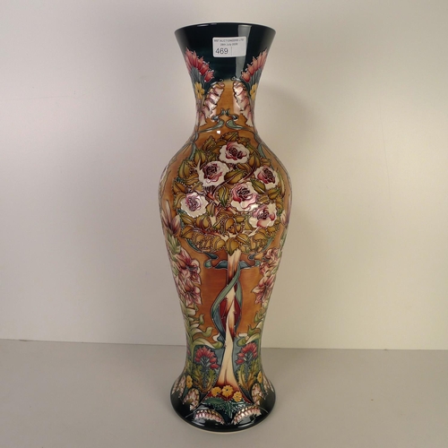 469 - A modern Moorcroft pottery vase, 53cm tall, decorated with flowers & foliage, impressed & painted ma... 