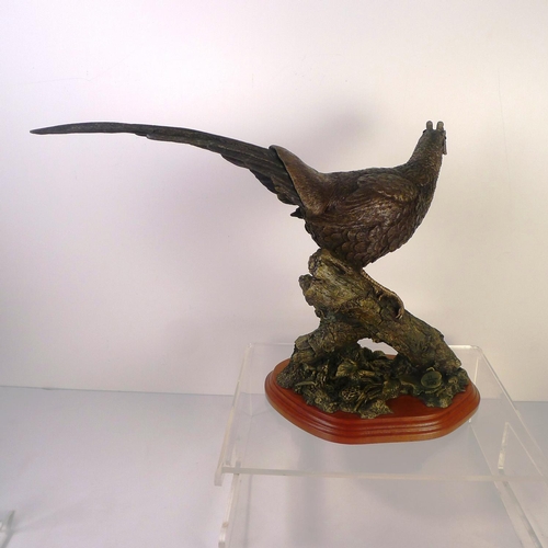 74 - A bronze coloured resin pheasant, 28cm tall