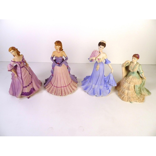 77 - 11 Coalport figurines of ladies in matt finish 