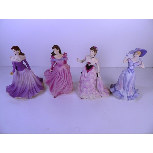 77 - 11 Coalport figurines of ladies in matt finish 