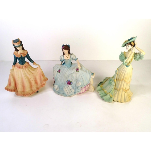 77 - 11 Coalport figurines of ladies in matt finish 