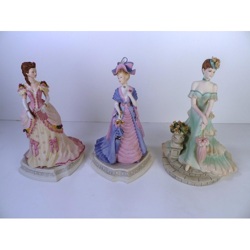 86 - 5 Coalport figurines of ladies, matt finish, 27cm tallest, all limited editions