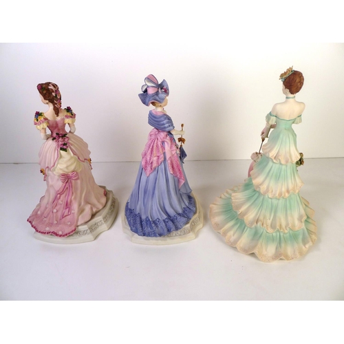 86 - 5 Coalport figurines of ladies, matt finish, 27cm tallest, all limited editions