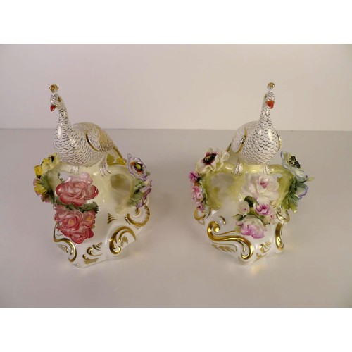 385 - A pair of Royal Crown Derby peacocks, 18 cm tall, with boxes