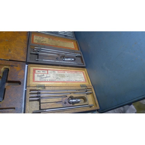 82 - 1 box containing 7 various inside micrometers