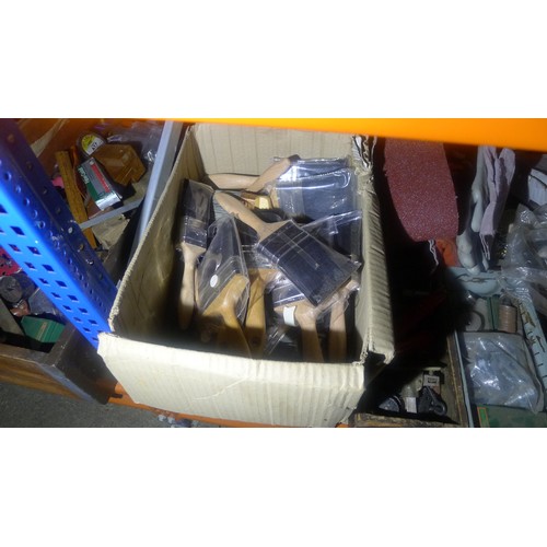 184 - A quantity of various items including door locks, hinges, saw blades, paint brushes etc. Contents of... 