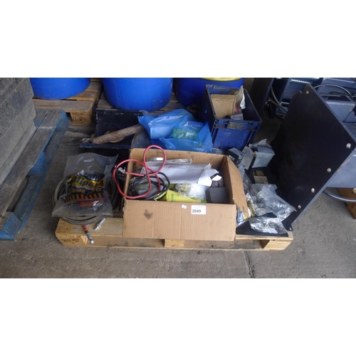 2049 - 1 pallet containing a quantity of various plant spares including a dumper prop shaft, filters, a lig... 