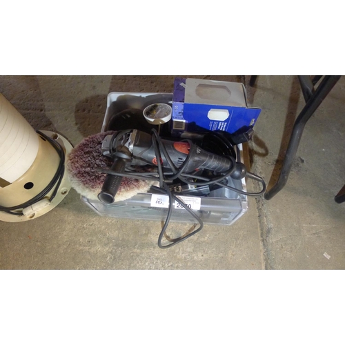 2070 - 1 box containing a quantity of various items including an Atlas Copco car polisher 240v, 2 anti vand... 