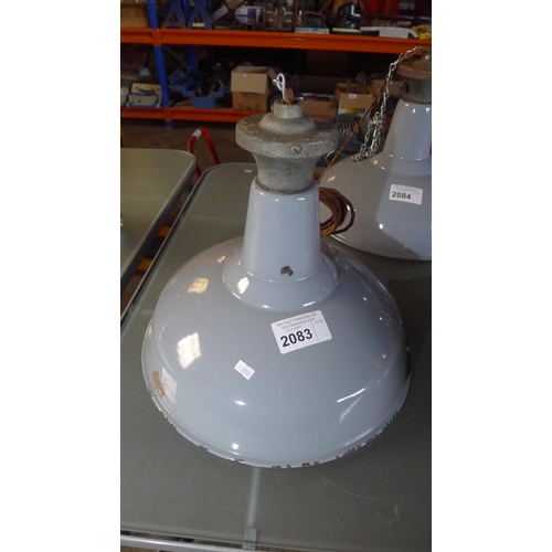 2083 - 1 vintage grey metal industrial pendant light by RLM, 240v diameter approx 40cm