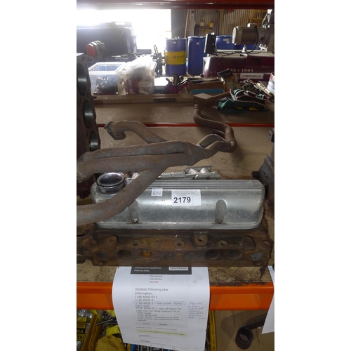 2179 - 1 Ford Cortina 116E 6050J cylinder head (1500GT) with an alloy rocker cover and pre Crossflow inlet ... 