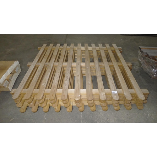 2351 - 4 round top picket type fence panels each approx 1.8m wide x 1.49m high