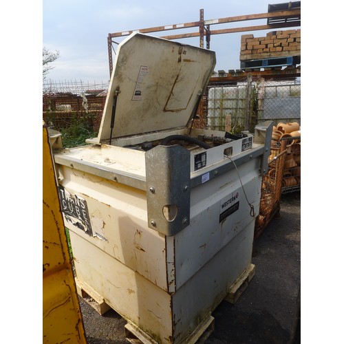 2367 - 1 Western Trans Cube 950L bunded metal site fuel tank with hand pump, hose and dispensing nozzle