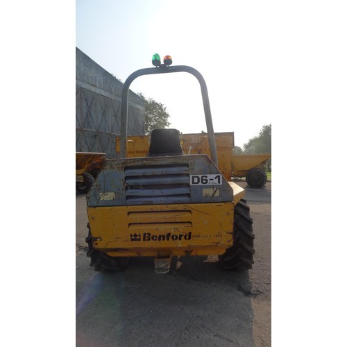 2393 - 1 Benford Terex 6 ton dumper model 6001 PTR, YOM?, serial number SLBDDN00E306EE303 (D6-1) Hour reads... 