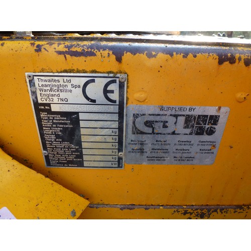 2388 - 1 Thwaites 6 ton dumper type MACH 665, YOM 2010, serial no. SLCM665Z1002 B9393 (D6-2), 2559 hrs Inso... 