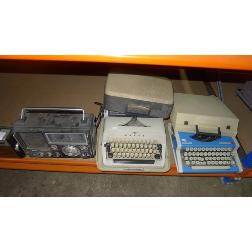 2139 - 1 Olympia typewriter, 1 Adler type writer, 1 Sterling multi band radio receiver, 1 GEC Starfinder II... 