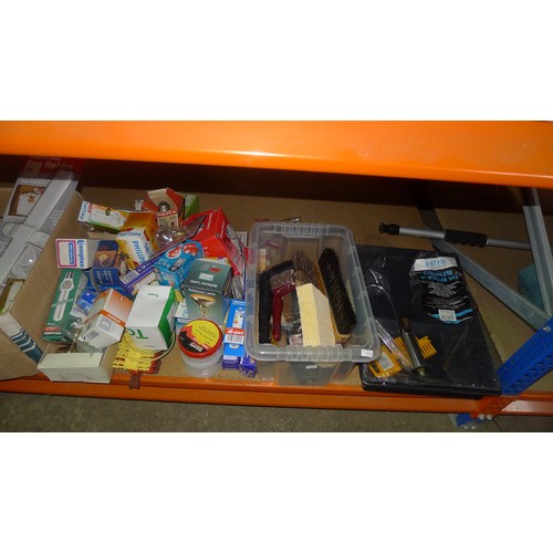 2146 - A quantity of various items including light bulbs, cans of paint, brushes, signs etc. Contents of 1 ... 