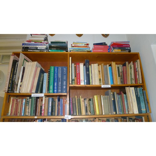 775c - Two bays of library books, mainly geography, dictionaries & sports