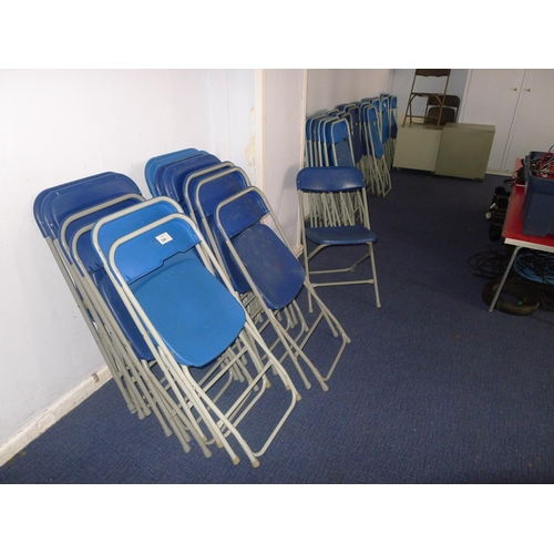 300 - 49 plastic / metal folding chairs (not all the same colour as there are 2 different shades of blue p... 