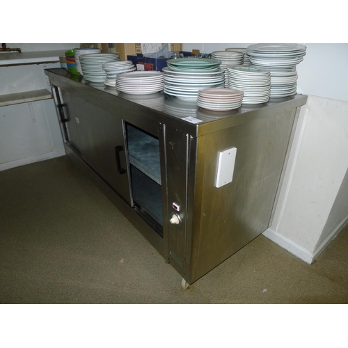 319 - 1 Bartlett stainless steel heated cabinet model A9E with 2 sliding doors (cabinet is on wheels), 240... 