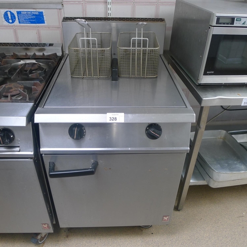 328 - 1 Falcon twin basket gas deep fat fryer (on wheels)