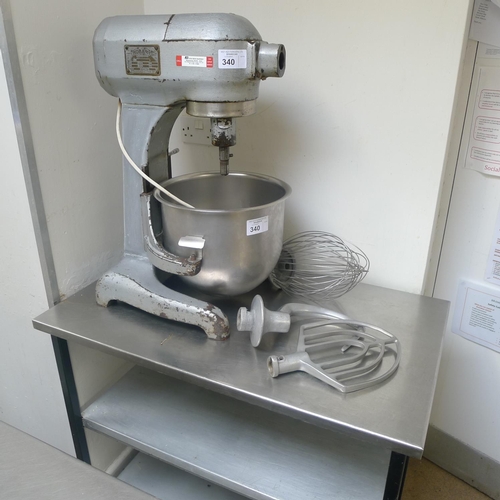 340 - 1 Hobart table top food mixer type AE200, 240v with 1 bowl & 3 various mixing attachments together w... 