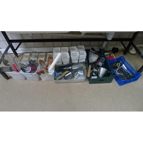 341 - A quantity of various kitchen utensils, a Hanna Minitherm HI8751  thermometer etc