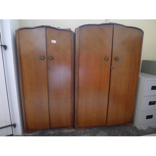 361 - A pair of matching vintage oak wardrobes