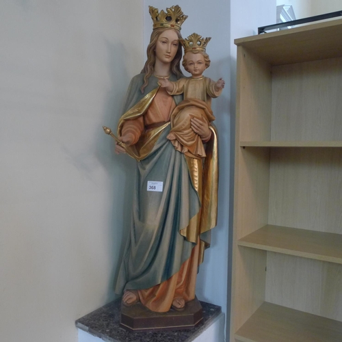 368 - A large plaster statue of Mary and Jesus with crowns, approximately 130cm tall