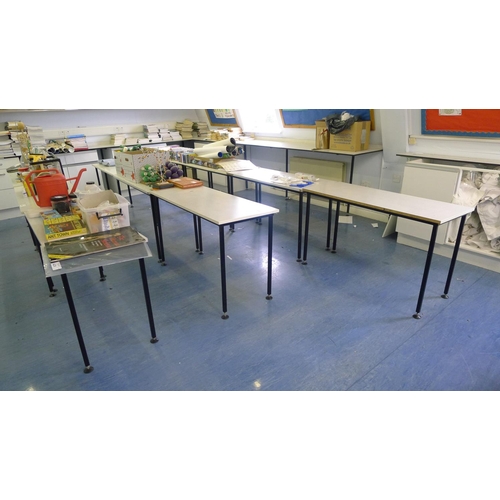 428 - 10 classroom tables each approx 120cm x 50cm x 73cm high