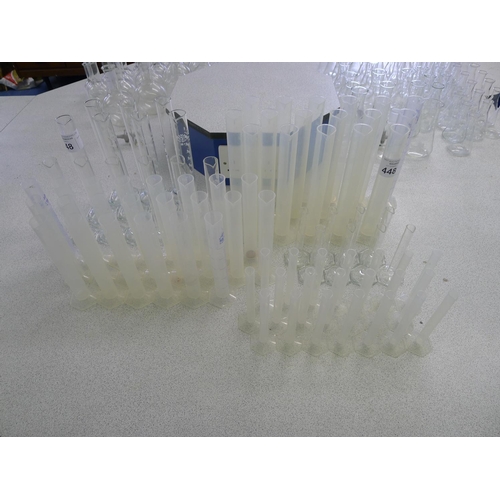 448 - A quantity of various laboratory glass & plastic measuring cylinders