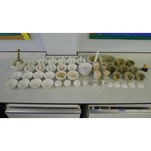 470 - A quantity of various pestle / mortars, crucibles, dishes etc