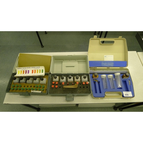 490 - 1 Rapitest educational soil test kit, 1 Rapitest acid rain analyser kit & 1 Palintest kit