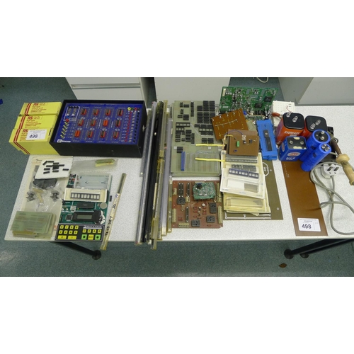 498 - A quantity of various electrical education items & 1 soldering iron