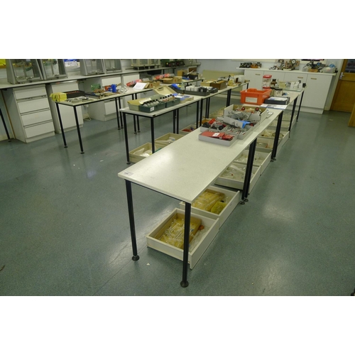 499 - 10 classroom tables each approx 120cm x 50cm x 73cm high