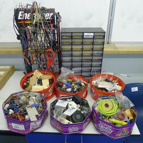 503 - A quantity of various electronic components, leads etc