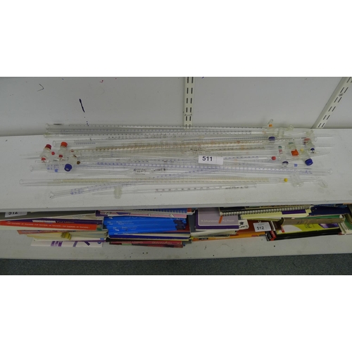 511 - A quantity of various laboratory large glass pipettes