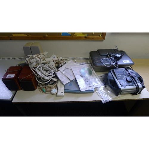 559 - A quantity of various items including a Coomber Real Time Recorder, an HP 2050A Deskjet printer, a P... 