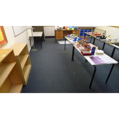 574 - All furniture in this room including; desks, tables, stacking chairs and filing cabinets etc