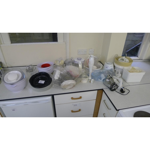 583 - A quantity of miscellaneous hand mixers, blenders and ancillary equipment