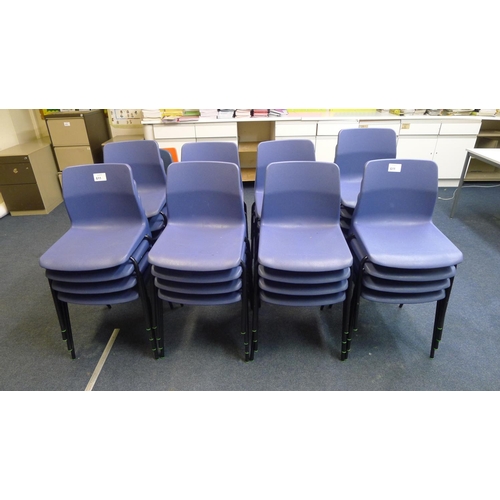 611 - 36 blue moulded stacking chairs