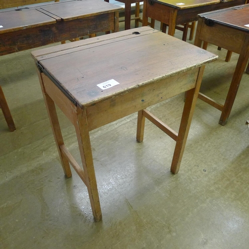 619 - Vintage single wooden classroom desk