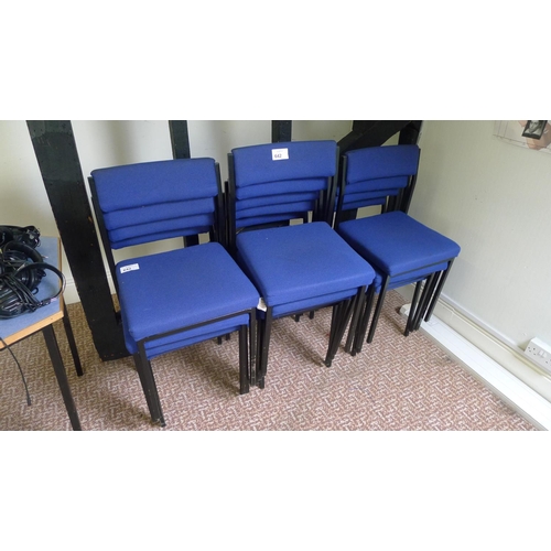 642 - 13 blue upholstered stacking chairs