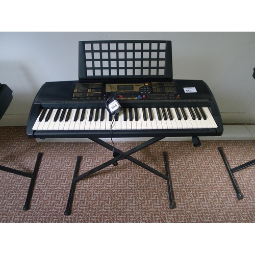 645 - A Yamaha PSR-225 touch response electric keyboard with stand & charger