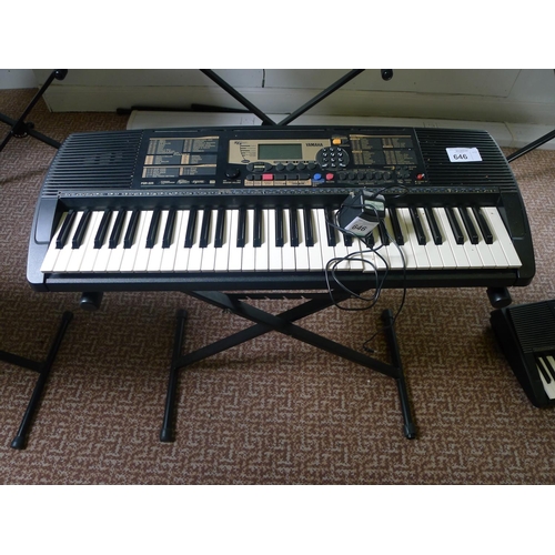 646 - A Yamaha PSR-225 touch response electric keyboard with stand & charger