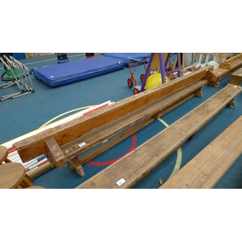 73 - 1 gymnasium wooden bench approx 320cm long / 30cm high & 1 bench frame with no top fitted or include... 