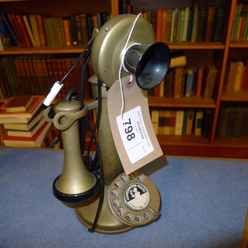 798 - A replica brass 1920s style telephone instrument