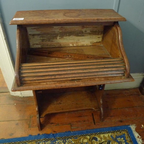 827 - 1920s vintage single tambour front bureau with open shelves under